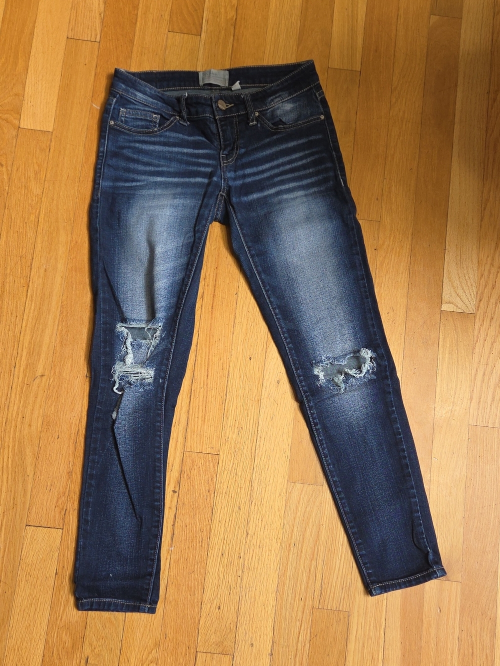 Women's Dark Blue Distressed Stella Skinny Jeans